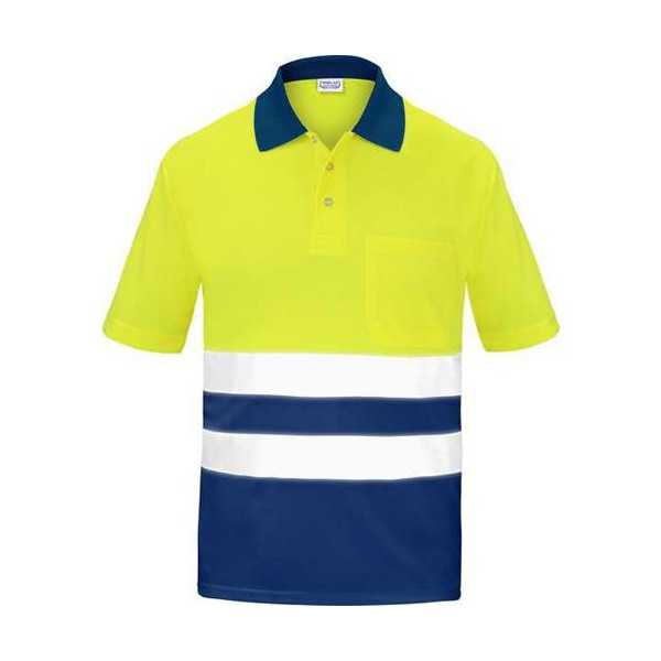 Polo Alta Visibilidad Bicolor Manga Corta Azul XS [LOTE DE 4 Unidades] VESIN