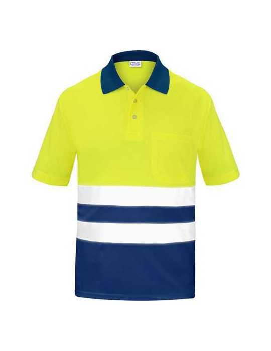 Polo Alta Visibilidad Bicolor Manga Corta Azul 3XL [LOTE DE 4 Unidades] VESIN