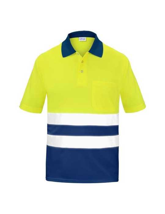 Polo Alta Visibilidad Bicolor Manga Corta Azul M [LOTE DE 4 Unidades] VESIN