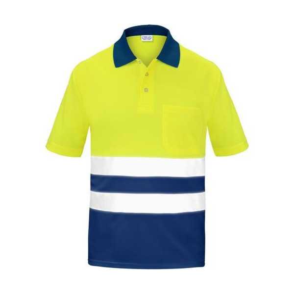 Polo Alta Visibilidad Bicolor Manga Corta Azul XL [LOTE DE 4 Unidades] VESIN
