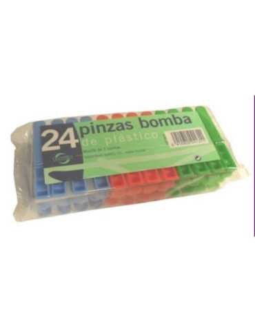 Pinzas Ropa Plástico Bomba (Paquete 24) [LOTE DE 30 Unidades] TARRES