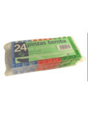 Pinzas Ropa Plástico Bomba (Paquete 24) [LOTE DE 30 Unidades] TARRES