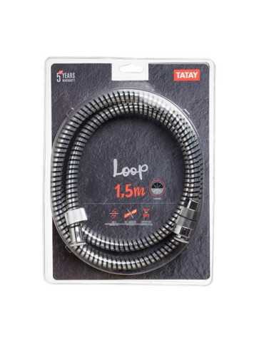 Flexo Ducha PVC 1.5M Negro-Cromo 3340106 [LOTE DE 4 Unidades] TATAY