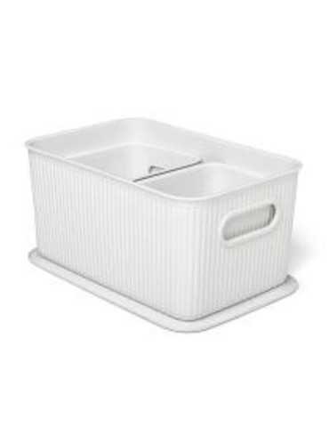 Set 3 Cestas 1X5L+2X1,5L+TAPA Baobab Bco. pergamon [LOTE DE 4 Unidades] TATAY