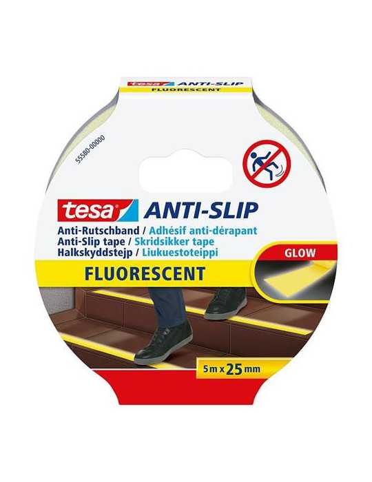Antideslizante Fluorescente Amarillo 25MMX5M [LOTE DE 4 Unidades] TESA