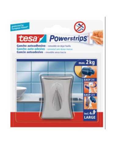 Gancho Grande Acero Inoxidable Concavo Plata 58120 BL-1 [LOTE DE 4 Unidades] TESA