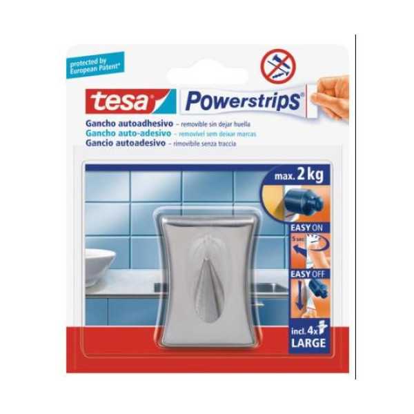 Gancho Grande Acero Inoxidable Concavo Plata 58120 BL-1 [LOTE DE 4 Unidades] TESA