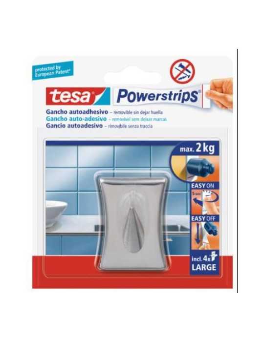 Gancho Grande Acero Inoxidable Concavo Plata 58120 BL-1 [LOTE DE 4 Unidades] TESA