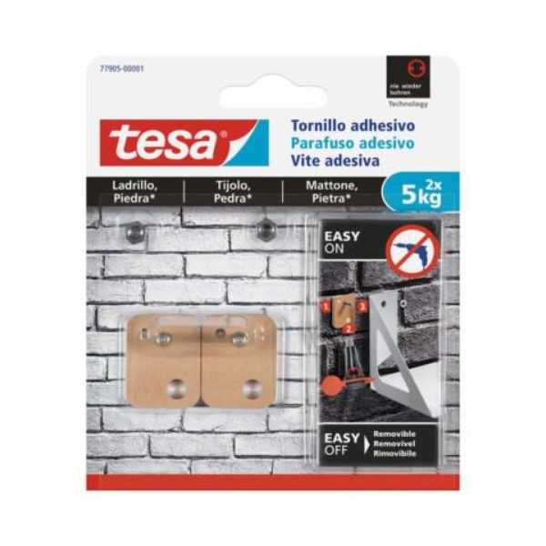 Tornillo Adhesivo Cuadr. 5 kg Ladrillo/Piedra [LOTE DE 2 Unidades] TESA TAPE