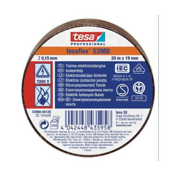 Cinta Aislante 20X19 Marrón 53988-126 [LOTE DE 16 Unidades] TESAFLEX