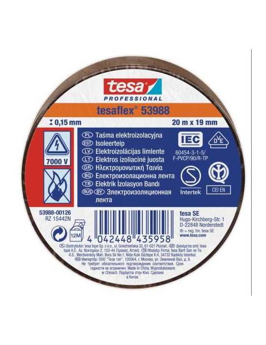 Cinta Aislante 20X19 Marrón 53988-126 [LOTE DE 16 Unidades] TESAFLEX