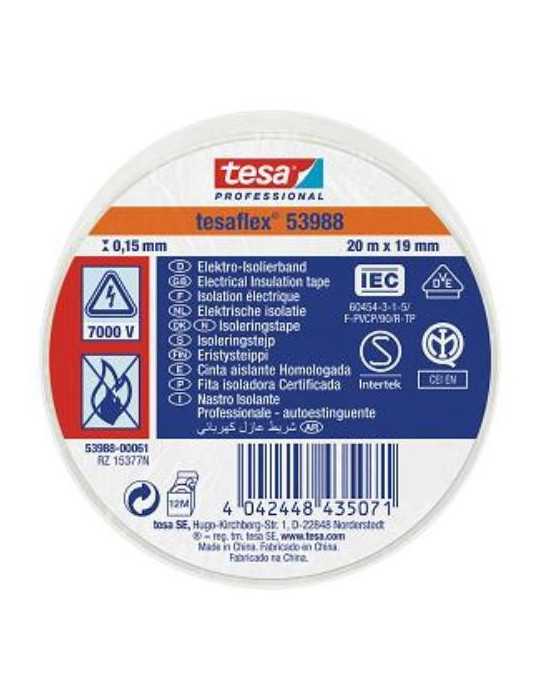 Cinta Aislante 20X19 Blanca 53988-61 [LOTE DE 16 Unidades] TESAFLEX