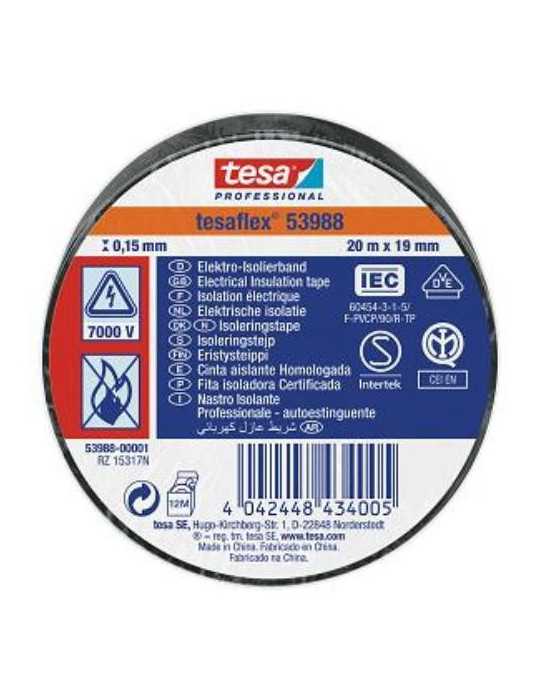 Cinta Aislante 20X19 Negra 53988-01 [LOTE DE 16 Unidades] TESAFLEX