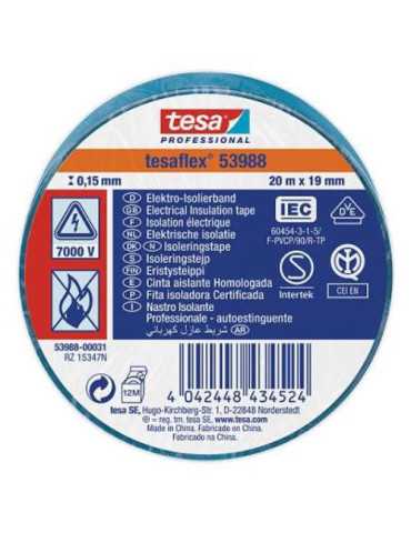 Cinta Aislante 20X19 Azul 53988-31 [LOTE DE 16 Unidades] TESAFLEX