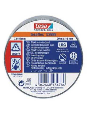 Cinta Aislante 20X19 Gris 53988-46 [LOTE DE 16 Unidades] TESAFLEX