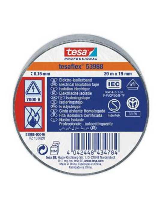 Cinta Aislante 20X19 Gris 53988-46 [LOTE DE 16 Unidades] TESAFLEX