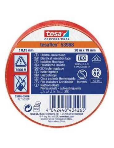 Cinta Aislante 20X19 Roja 53988-16 [LOTE DE 16 Unidades] TESAFLEX