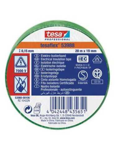 Cinta Aislante 20X19 Verde 53988-106 [LOTE DE 16 Unidades] TESAFLEX