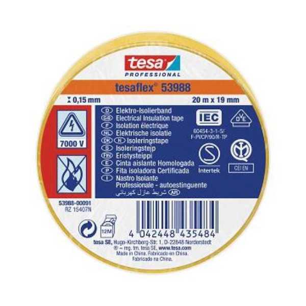 Cinta Aislante 20X19 Amarilla 53988-91 [LOTE DE 16 Unidades] TESAFLEX