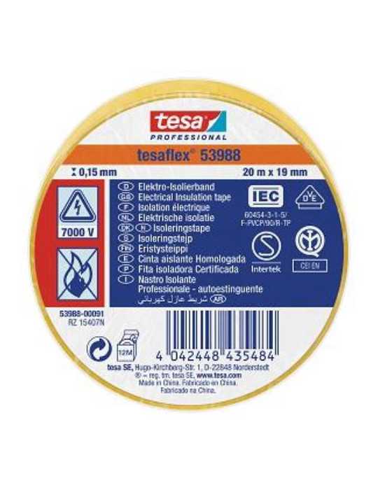 Cinta Aislante 20X19 Amarilla 53988-91 [LOTE DE 16 Unidades] TESAFLEX