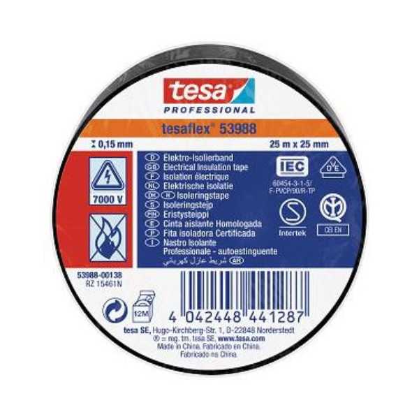 Cinta Aislante 25X25 Negra 53988-138 [LOTE DE 10 Unidades] TESAFLEX