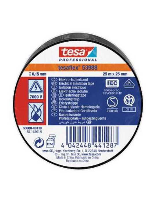 Cinta Aislante 25X25 Negra 53988-138 [LOTE DE 10 Unidades] TESAFLEX