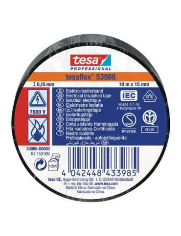 Cinta Aislante Profesional 10 m X 15 mm Negro [LOTE DE 32 Unidades] TESAFLEX