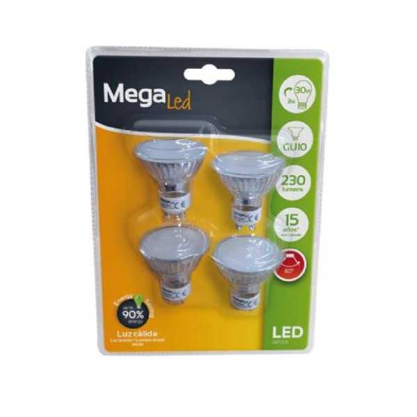 Bombilla GU10 Glass 3 W 230LUMEN (PACK-4) [LOTE DE 4 Unidades] TVTECH