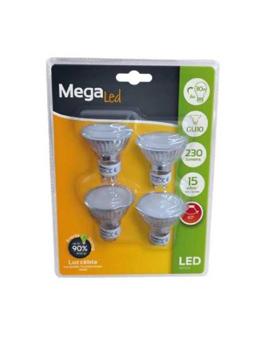 Bombilla GU10 Glass 3 W 230LUMEN (PACK-4) [LOTE DE 4 Unidades] TVTECH