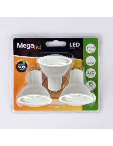 Bombilla LED GU10 SMD Plástico 3 W 230 Lumen PACK-3 [LOTE DE 4 Unidades] TVTECH