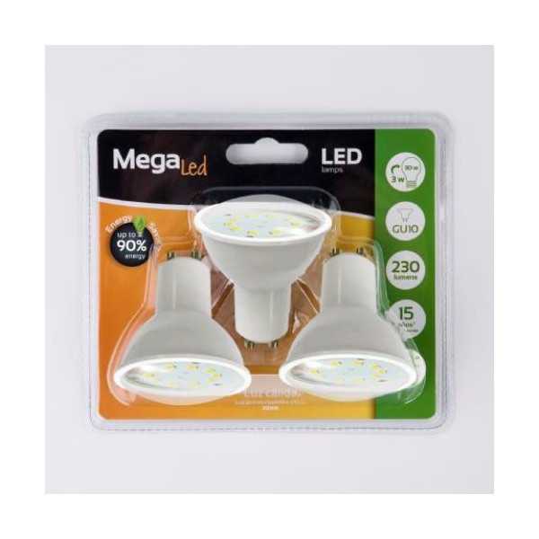 Bombilla LED GU10 SMD Plástico 3 W 230 Lumen PACK-3 [LOTE DE 4 Unidades] TVTECH