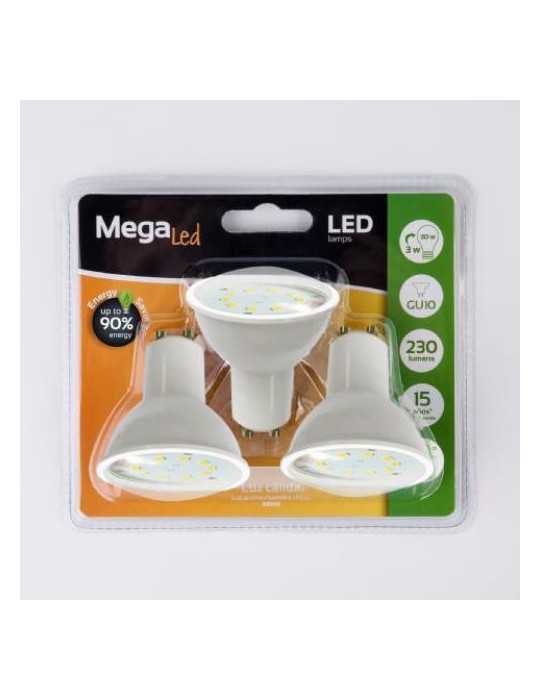 Bombilla LED GU10 SMD Plástico 3 W 230 Lumen PACK-3 [LOTE DE 4 Unidades] TVTECH