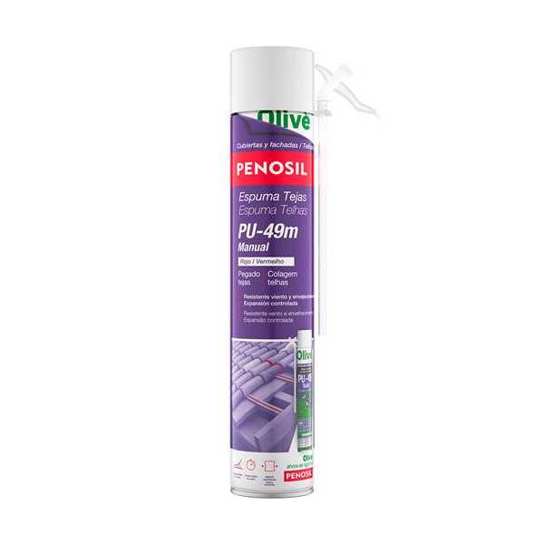 Espuma Poliuretano Tejas Cánula Rojo PU-49 750ML [LOTE DE 6 Unidades] PENOSIL