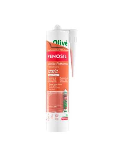 Masilla Refactaria 1200C Negro 300ML Cartucho [LOTE DE 8 Unidades] PENOSIL
