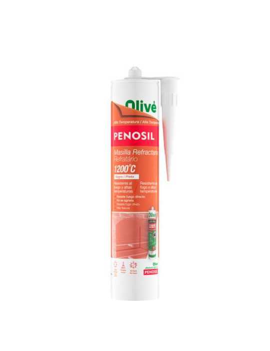 Masilla Refactaria 1200C Negro 300ML Cartucho [LOTE DE 8 Unidades] PENOSIL