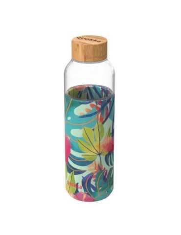 Botella Cristal Redonda con Funda Silicona 660ML [LOTE DE 2 Unidades] QUOKKA