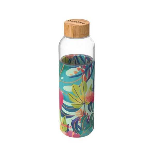 Botella Cristal Redonda con Funda Silicona 660ML [LOTE DE 2 Unidades] QUOKKA