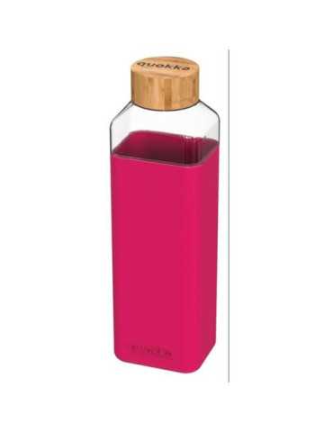 Botella Cristal Cuadrada con Funda Maroon 700ML [LOTE DE 2 Unidades] QUOKKA