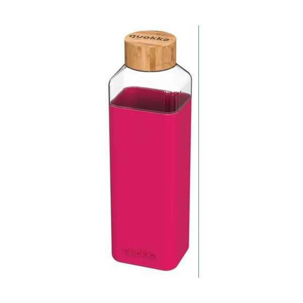 Botella Cristal Cuadrada con Funda Maroon 700ML [LOTE DE 2 Unidades] QUOKKA