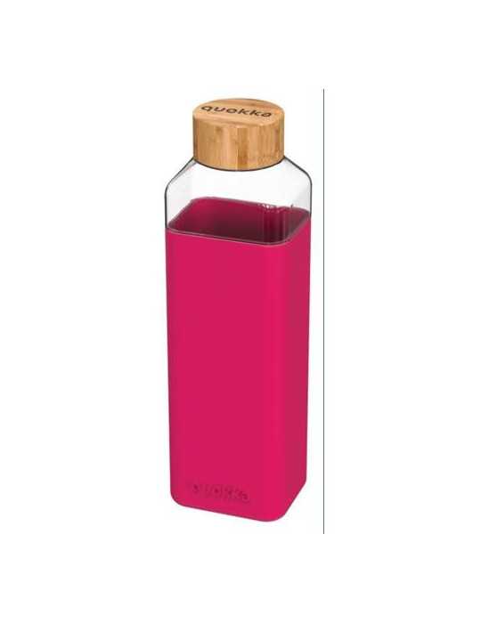 Botella Cristal Cuadrada con Funda Maroon 700ML [LOTE DE 2 Unidades] QUOKKA
