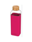 Botella Cristal Cuadrada con Funda Maroon 700ML [LOTE DE 2 Unidades] QUOKKA