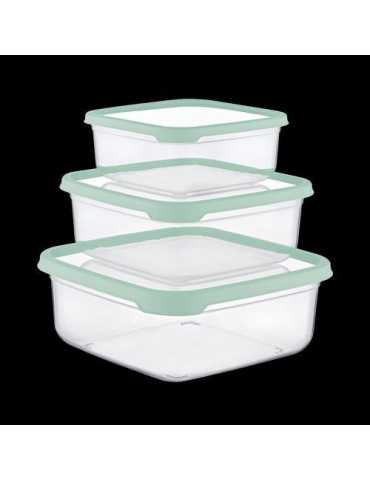 Set 3 Tupper Cuadrado Verde (400-800-1400ML) 04130 [LOTE DE 8 Unidades] RAYDAN