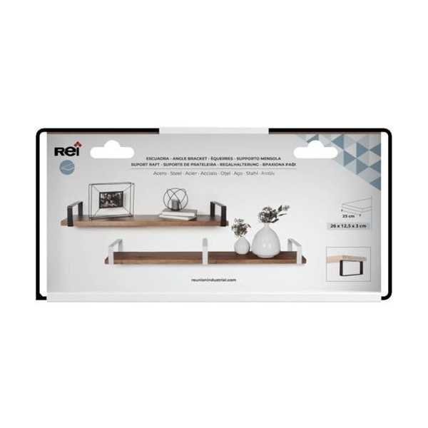 Escuadra Balda Industrial Decorativa 25MM Negro [LOTE DE 2 Unidades] REI