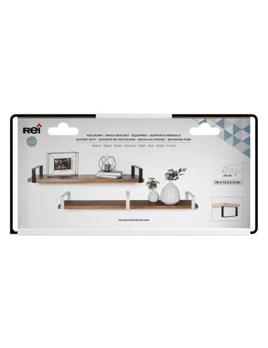 Escuadra Balda Industrial Decorativa 25MM Negro [LOTE DE 2 Unidades] REI