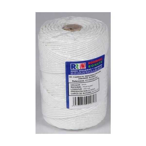 Cuerda Trenzada Alma Polietileno 3 mm BCO. 200 m [LOTE DE 4 Unidades] ROMBULL