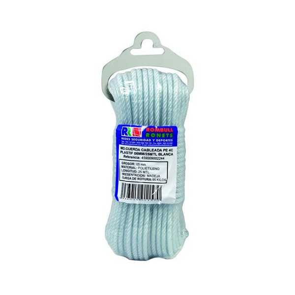 Cuerda Cabl-Plástico PE. 4 Cabos 5 Mm. verde 15 m [LOTE DE 6 Unidades] ROMBULL