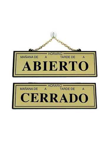 Placa Abierto-Cerrado con Horariolatonado 109 [LOTE DE 2 Unidades] ROTULAUTO