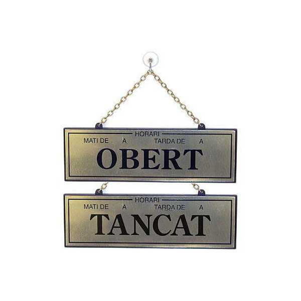 Placa Tancat-Obert con Horario 114 Dorado [LOTE DE 2 Unidades] ROTULAUTO