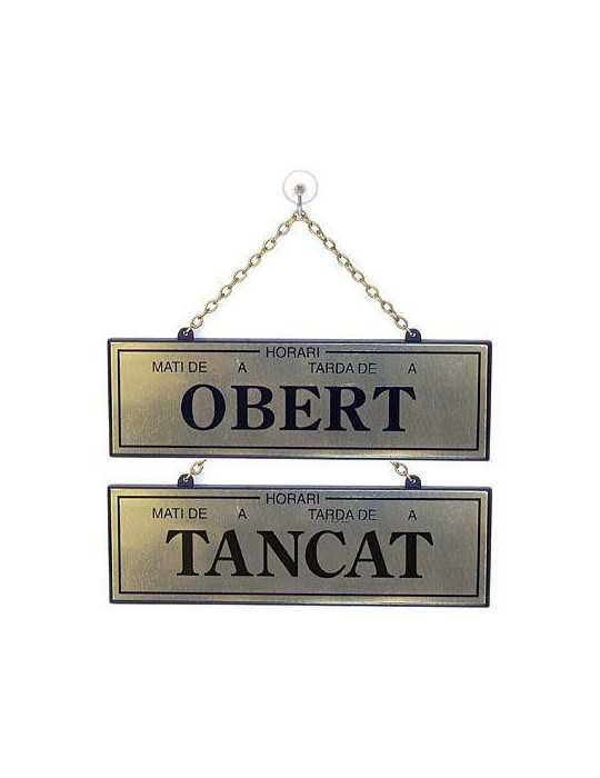 Placa Tancat-Obert con Horario 114 Dorado [LOTE DE 2 Unidades] ROTULAUTO