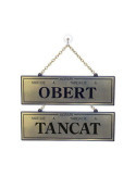 Placa Tancat-Obert con Horario 114 Dorado [LOTE DE 2 Unidades] ROTULAUTO